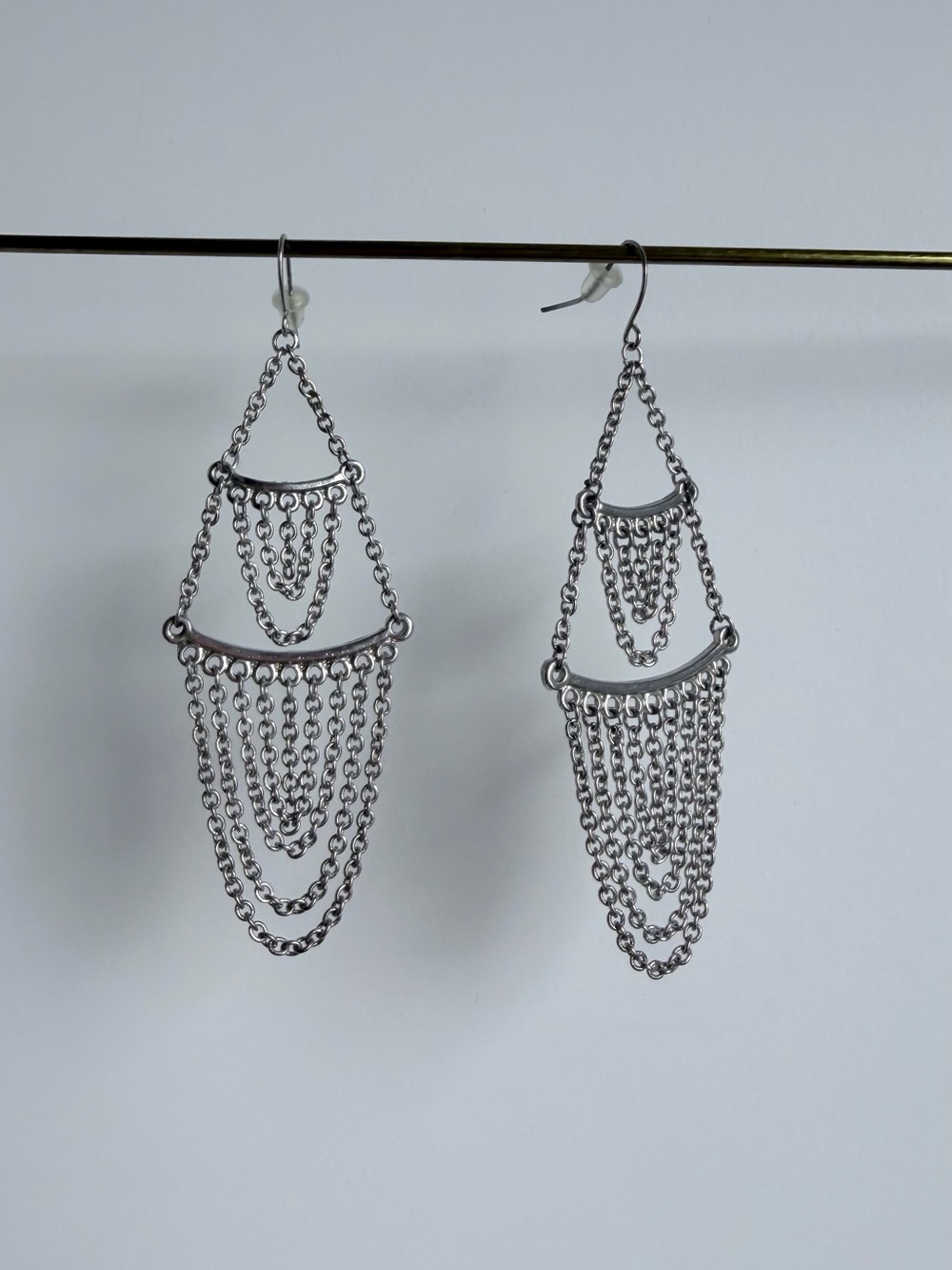 Silver Multi-Chain Dangle Earrings - Women Jewelry
